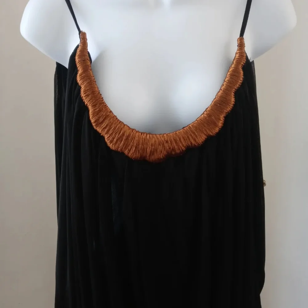 Vera Wang Women's Black Sheer See Thru Flair Long Sleeve Back Out Blouse Skirt - Picture 3 of 6